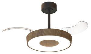 Inteligentny wentylator sufitowy LED Coin Mini drewno/czerń – Mantra Mantra Iluminación, Coin Mini, ściemnialny, drewniany, salon, metal, nowoczesny