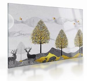 Obraz na szkle malowanych jeleni (70x50 cm)