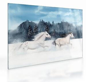 Obraz na szkle malowanych koni (70x50 cm)
