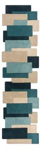 Niebieski-beżowy chodnik wełniany 230x60 cm Abstract Collage – Flair Rugs