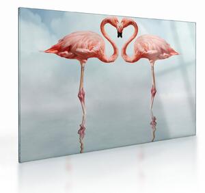 Obraz na szkle dwóch flamingów (70x50 cm)