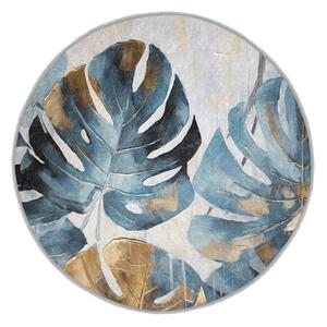 Niebieski okrągły dywan odpowiedni do prania ø 80 cm Golden Leaves – Mila Home