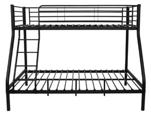 MebleMWM Łóżko piętrowe metalowe, materace sprężynowe | 140x200, 90x200 | Czarny