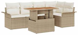 Zestaw Mebli Ogrodowych Komplet Wypoczynkowy 6-Częściowy Beżowy Rattan Na Taras Balkon Ogród