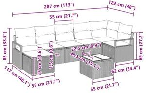 Zestaw Mebli Ogrodowych Komplet Wypoczynkowy Z Poduszkami 8-Częściowy Szary Rattan Na Taras Balkon Ogród