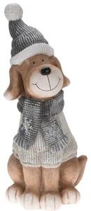 Ceramiczna dekoracja LED Dog with scarf, 23 x 23 x 61 cm