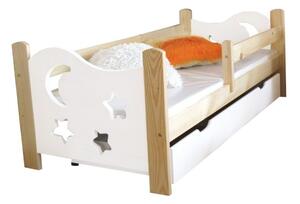Łóżko drewniane dla dziecka SEWERYN 80x180 biało-sosnowe