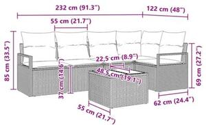 Zestaw Mebli Ogrodowych Komplet Wypoczynkowy Z Poduszkami 6-Częściowy Czarny Rattan Na Taras Balkon Ogród