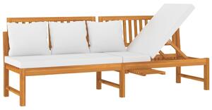 Leżanka z kremową poduszką, 200x60x75 cm, lite drewno akacjowe