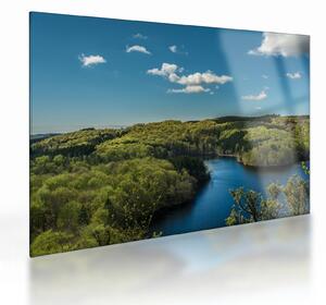 Obraz na szkle - Jezioro w lesie (70x50 cm)