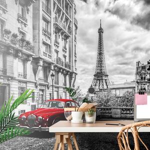 Samoprzylepna tapeta czerwony samochód retro w Paryżu