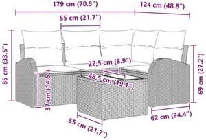 Zestaw Mebli Ogrodowych Komplet Wypoczynkowy Z Poduszkami Szary Rattan Na Taras Balkon Ogród