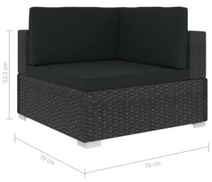 Zestaw Mebli Ogrodowych Komplet Wypoczynkowy Z Poduszkami 6-Częściowy Czarny Rattan Na Taras Balkon Ogród