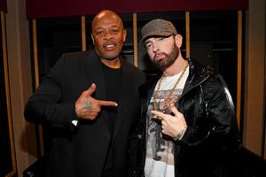 Fotografia Dr Dre and Eminem at 36th Annual Rock Roll Hall, Kevin Mazur