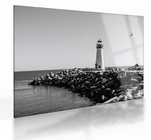 Obraz na szkle - Latarnia morska na wybrzeżu, Santa Cruz, Kalifornia (70x50 cm)