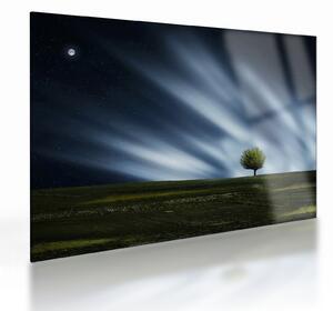 Obraz na szkle zorzy polarnej nad wrzosowiskami (70x50 cm)