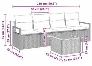 Zestaw Mebli Ogrodowych Komplet Wypoczynkowy Z Poduszkami Składany 5-Częściowy Beżowy Rattan Na Taras Balkon Ogród