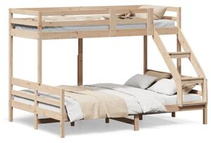 Łóżko piętrowe, 90x200/140x200 cm, lite drewno sosnowe