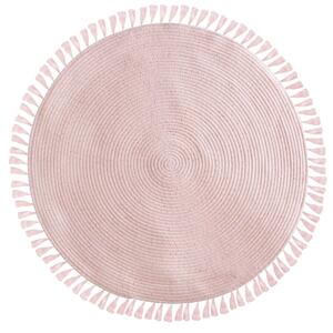 Okrągły różowy dywan z frędzlami PINK 90 cm