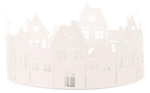 Świąteczny świecznik Domečky, biały, metal,średnica 20 cm