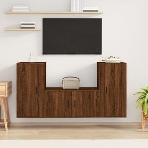 Zestaw 3 szafek TV, brązowy dąb, materiał drewnopochodny