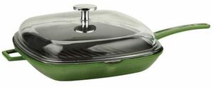Patelnia grillowa 28 x 28 cm z pokrywką, żeliwna, zielona LAVA METAL LVPGT2828K3G