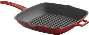 Patelnia grillowa 26 x 28 cm z pokrywką, żeliwna, czerwona LAVA METAL LVPGT2626K0OR