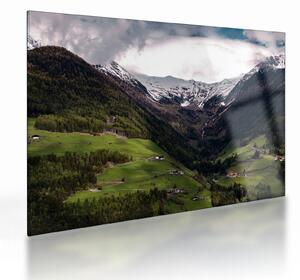 Obraz na szkle - Dolina pod górami (70x50 cm)
