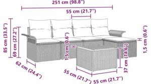 Zestaw Mebli Ogrodowych Komplet Wypoczynkowy Z Poduszkami 6-Częściowy Beżowy Rattan Na Taras Balkon Ogród