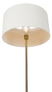 Nowoczesna lampa podłogowa mosiężna z kloszem boucle biały 50cm - Kaso Oswietlenie wewnetrzne