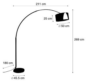 Luk Nowoczesna lampa łukowa czarna z białym abażurem 50 cm - XXL Oswietlenie wewnetrzne