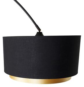 Luk Nowoczesna lampa łukowa czarna z podwójnym abażurem czerń ze złotem - XXL Oswietlenie wewnetrzne