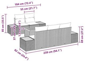 Zestaw sof na ogród z poduszką 6 szt. beżowy polirattan