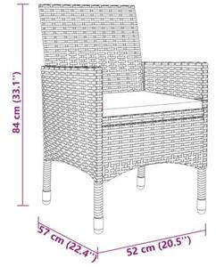 Zestaw Mebli Ogrodowych Komplet Jadalniany Z Poduszkami 3-Częściowy Brązowy Rattan Na Taras Balkon Ogród
