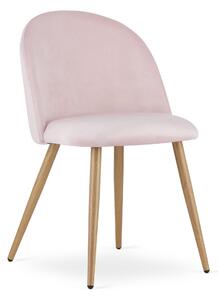 Krzesło tapicerowane do salonu do jadalni jasnoróżowe aksamitne