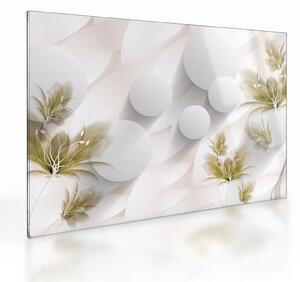 Obraz na szkle - 3D koła z kwiatami (70x50 cm)
