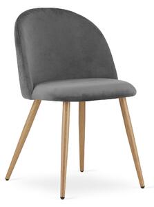 Krzesło tapicerowane do salonu do jadalni szare aksamitne