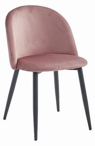 Krzesło tapicerowane do salonu do jadalni różowe aksamitne