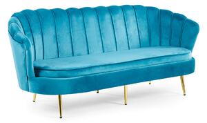 EMWOmeble Sofa muszelka Glamour ELIF 180 cm trzyosobowa / turkusowy welur #22