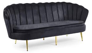 EMWOmeble Sofa muszelka Glamour ELIF 180 cm trzyosobowa / czarny welur #66