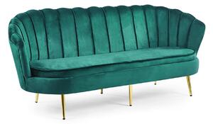EMWOmeble Sofa muszelka Glamour ELIF 180 cm trzyosobowa / zielony welur #56