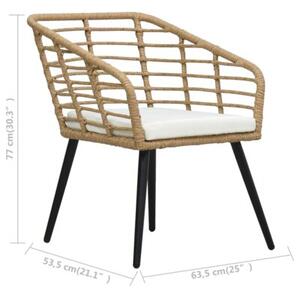 Zestaw Mebli Ogrodowych Bistro Z Poduszkami 3-Częściowy Rattan Na Taras Balkon Ogród