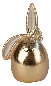 Wielkanocny porcelanowy królik z kwiatkiem DENNY, złoty