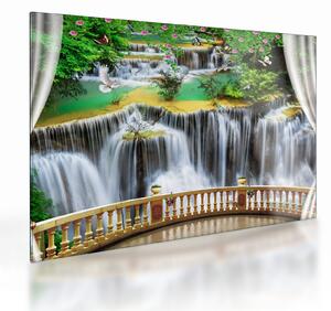 Obraz na szkle - Widok magicznych wodospadów (70x50 cm)