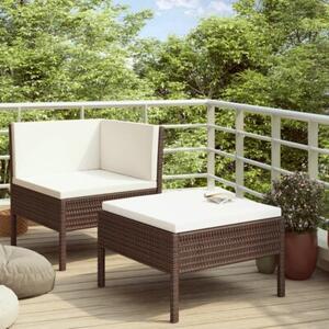 Zestaw Mebli Ogrodowych Komplet Wypoczynkowy Z Poduszkami 2-Częściowy Brązowy Rattan Na Taras Balkon Ogród