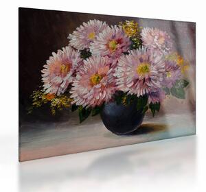 Obraz na szkle - Obraz na szkle olejny, Kwiaty w wazonie (70x50 cm)