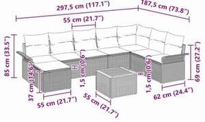 Zestaw Mebli Ogrodowych Komplet Wypoczynkowy Z Poduszkami 9-Częściowy Czarny Rattan Na Taras Balkon Ogród