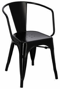 Krzesło z podłokietnikami Paris Arms insp. Tolix czarne