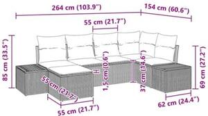 Zestaw Mebli Ogrodowych Komplet Wypoczynkowy 6-Częściowy Rattan Na Taras Balkon Ogród