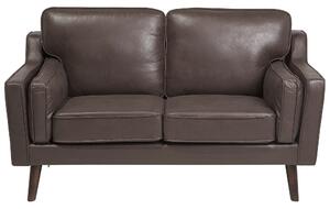 Sofa kanapa dwuosobowa brązowa drewniane nóżki ekoskóra retro Lokka Beliani